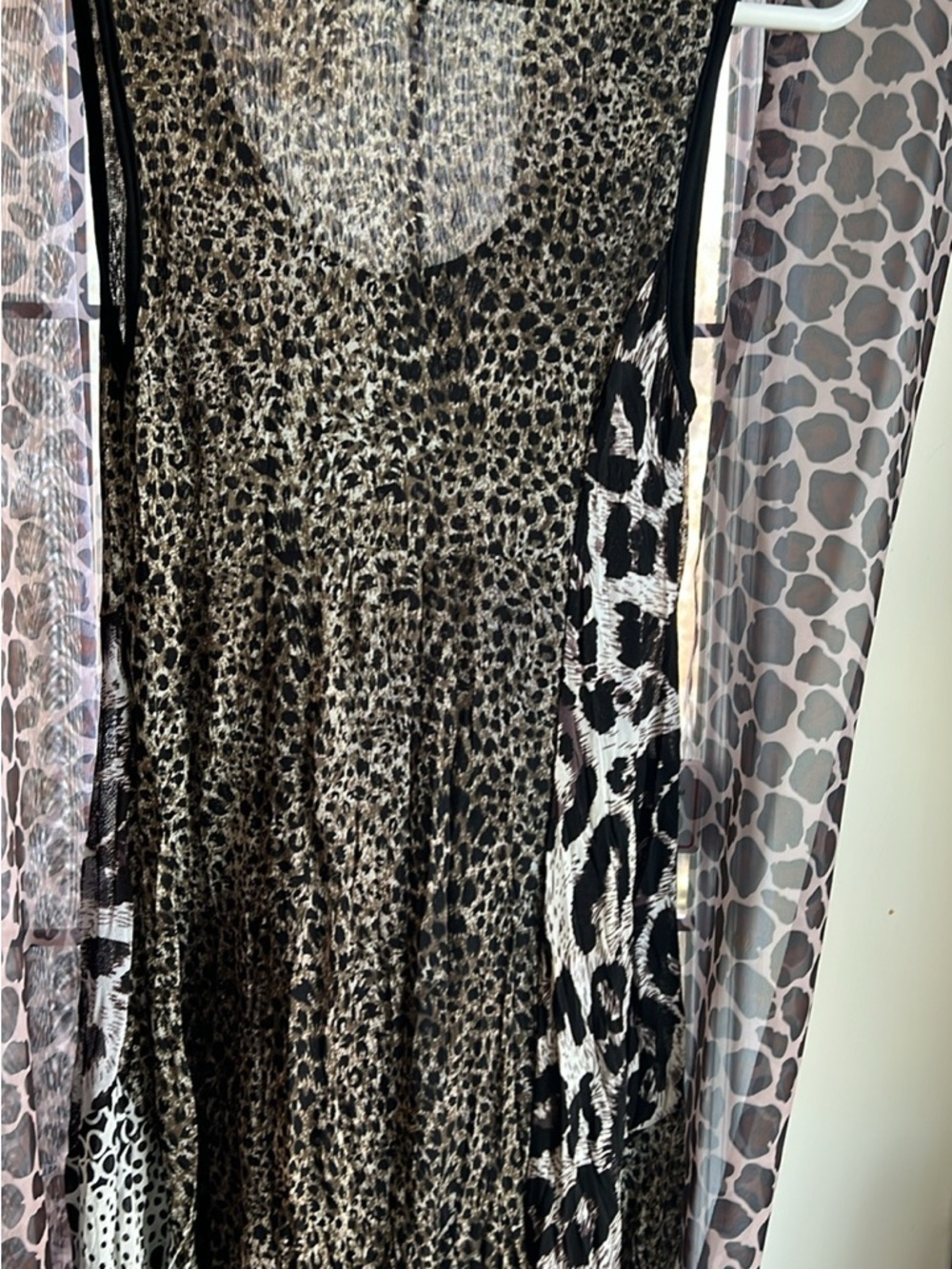 Papillon Sleeveless Midi  Dress in Black & Beige Animal Print